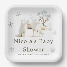 Schattige Baby shower van de noordpoolwolf Papieren Bordje