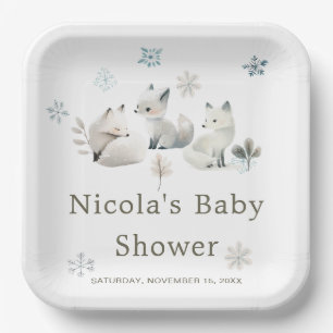 Schattige Baby shower van de noordpoolwolf Papieren Bordje