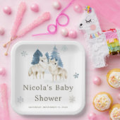 Schattige Baby shower van de noordpoolwolf Papieren Bordje (Feest)
