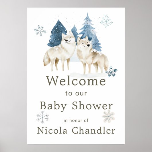 Schattige Baby shower van de noordpoolwolf Poster (Voorkant)