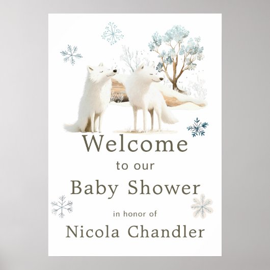 Schattige Baby shower van de noordpoolwolf Poster (Voorkant)