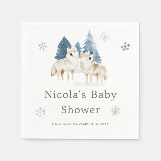 Schattige Baby shower van de noordpoolwolf Servet (Voorkant)