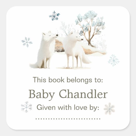 Schattige Baby shower van de noordpoolwolf Vierkante Sticker (Voorkant)