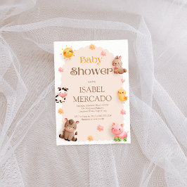 Schattige Baby shower van landbouwhuisdieren Kaart