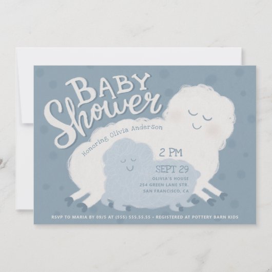Schattige Baby shower van schapen en lammeren | bl Kaart (Voorkant)