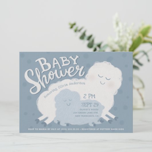Schattige Baby shower van schapen en lammeren | bl Kaart (Staand voorkant)