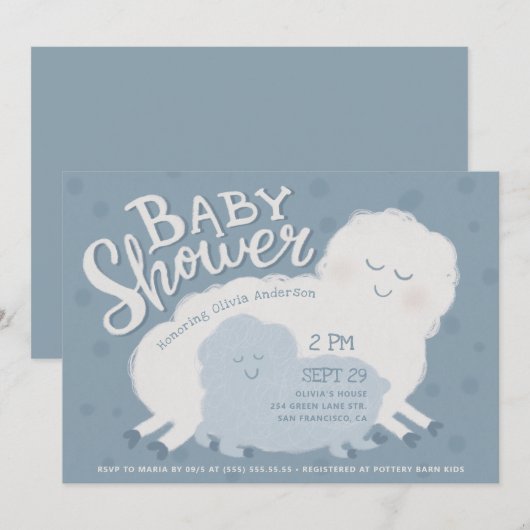Schattige Baby shower van schapen en lammeren | bl Kaart (Voorkant / Achterkant)