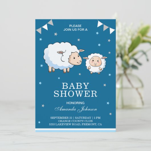 Schattige Baby shower van schapenlammeren Kaart (Staand voorkant)