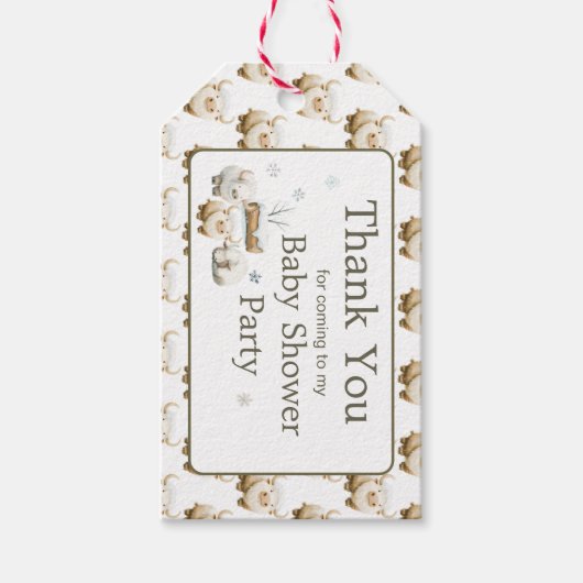 Schattige Baby shower voor de Koe van het winterpo Cadeaulabel (Voorkant)
