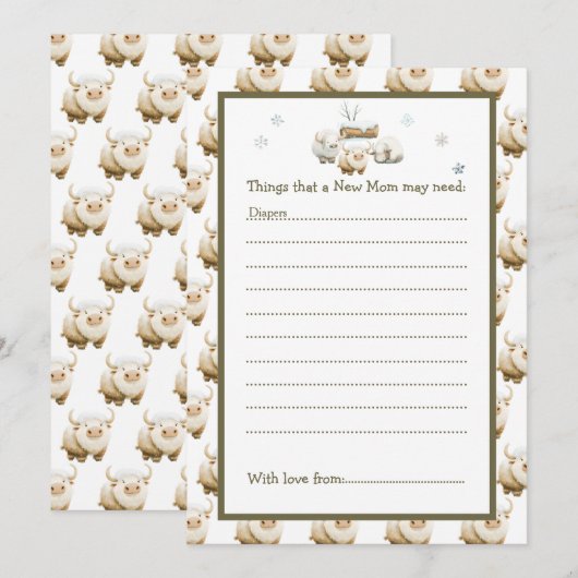 Schattige Baby shower voor de Koe van het winterpo Kaart (Voorkant / Achterkant)