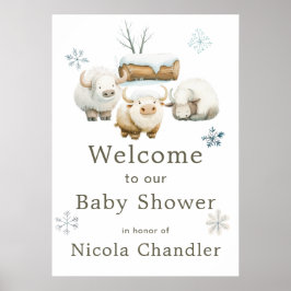 Schattige Baby shower voor de Koe van het winterpo Poster