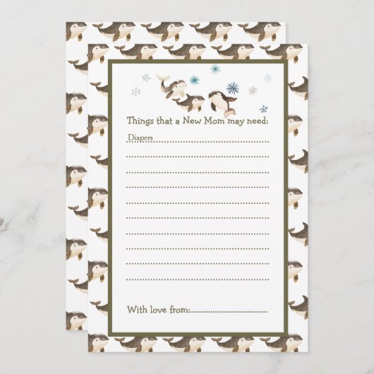 Schattige Baby shower voor de noordpoolvinvis Kaart (Voorkant / Achterkant)