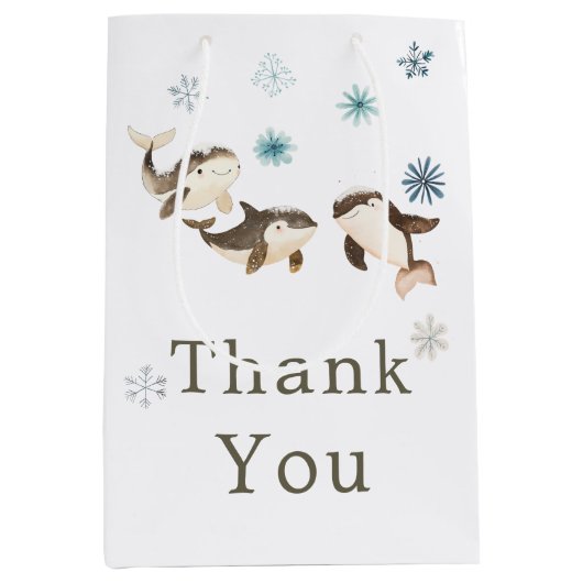 Schattige Baby shower voor de noordpoolvinvis Medium Cadeauzakje (Voorkant)