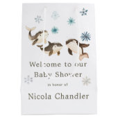 Schattige Baby shower voor de noordpoolvinvis Medium Cadeauzakje (Achterkant)