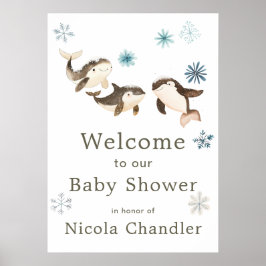 Schattige Baby shower voor de noordpoolvinvis Poster