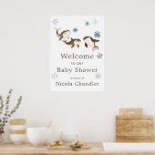 Schattige Baby shower voor de noordpoolvinvis Poster (Keuken)