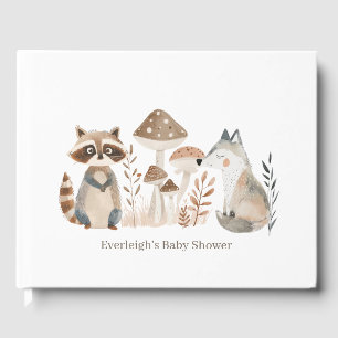 Schattige Baby shower voor geschilderde bosdieren Gastenboek