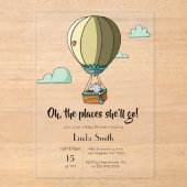 Schattige Baby shower voor heteluchtballon Acryl Uitnodigingen (Voorkant)