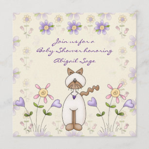 Schattige Baby shower voor Katten en Bloemen Kaart