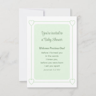 Schattige Baby shower Zacht Groen Christelijk Eenv Kaart