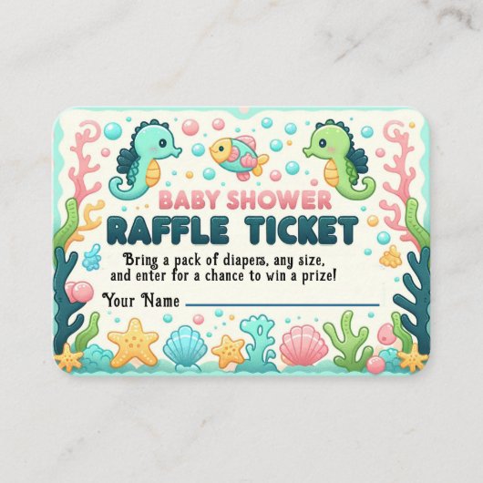 Schattige Baby shower Zee Life Raffle Ticket (Voorkant)