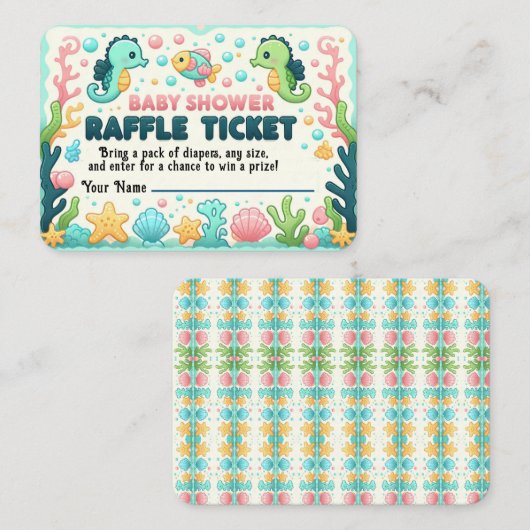 Schattige Baby shower Zee Life Raffle Ticket (Voorkant / Achterkant)