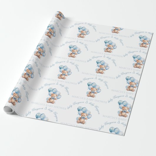Schattige Baby showers inpakpapier voor baby boy (Uitgerold)