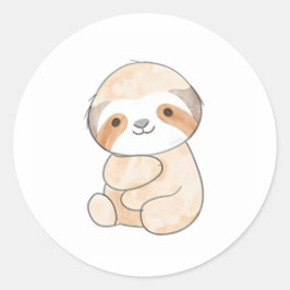 Schattige Baby Sloth Sticker Waterverf Illustratio