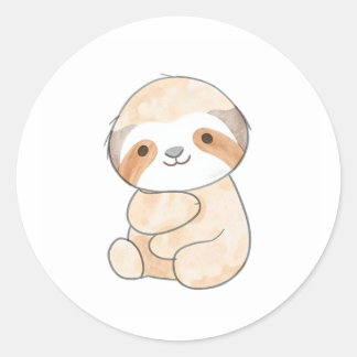 Schattige Baby Sloth Sticker Waterverf Illustratio
