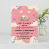 Schattige Baby sloth vlinder baby shower feest Kaart (Staand voorkant)