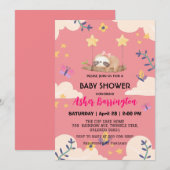 Schattige Baby sloth vlinder baby shower feest Kaart (Voorkant / Achterkant)