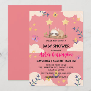 Schattige Baby sloth vlinder baby shower feest Kaart