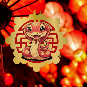Schattige Baby Snake Chinees Nieuwjaar Ornament Kaart