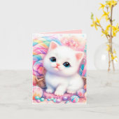 Schattige baby snoep CAT bericht toevoegen elk doe Kaart (Gele Bloem)