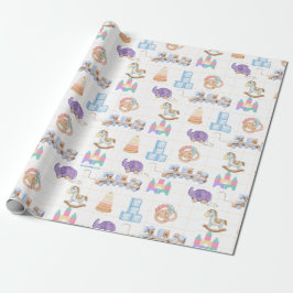 Schattige Baby speelgoed inpakpapier