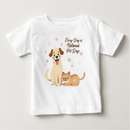 Schattige Baby T-shirt met hond en kat