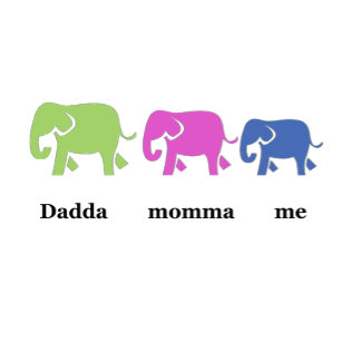 Schattige Baby T-shirt, olifanten Dadda, mama, ik.