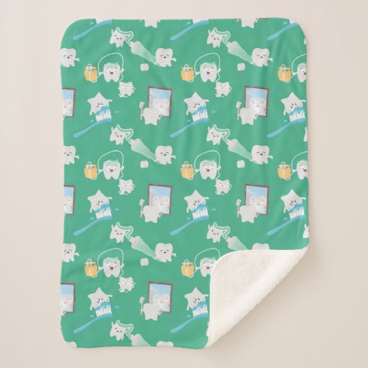 Schattige Baby Tanden Tandheelkundige Kantoor Tand Sherpa Deken (Voorkant)