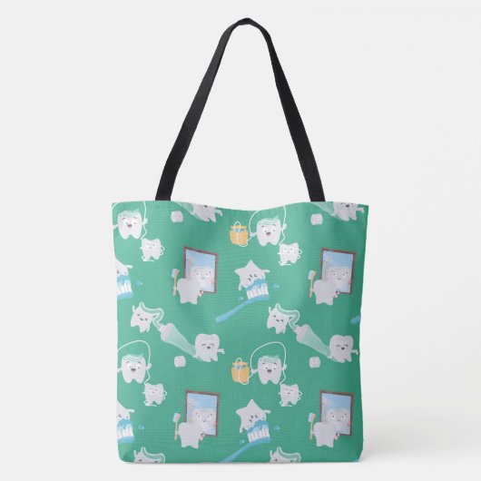 Schattige Baby Tanden Tandheelkundige Kantoor Tand Tote Bag (Achterkant)