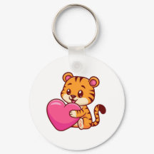 Schattige Baby Tijger Knuffelen Een Hart