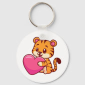 Schattige Baby Tijger Knuffelen Een Hart Sleutelhanger (Achterkant)