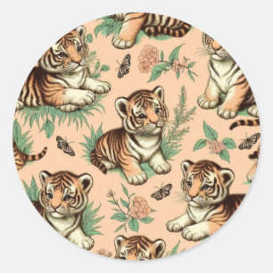 Schattige  Baby Tijgerpatroon Ronde Sticker