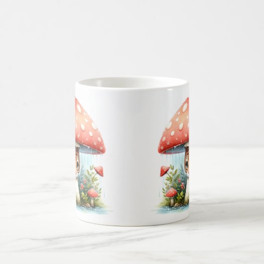 Schattige Baby tijgerwelp onder paddenstoelenparap Koffiemok (Center)