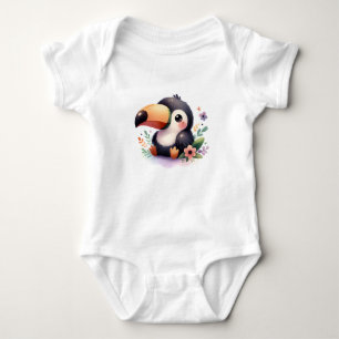 Schattige baby toekan met bloemen romper