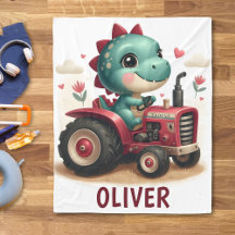 Schattige Baby Trex Dinosaur Bestuurt Rode Tractor