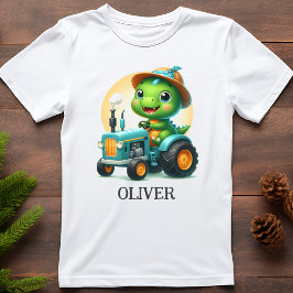 Schattige Baby Trex Dinosaurus rijdt een Blauwe Tr T-shirt