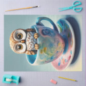 Schattige Baby Uil in een Teacup Decoupage Papier (Craft)