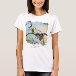 Schattige baby-uilen op takken in het wild t-shirt