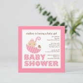 Schattige Baby Uitnodiging Baby shower (Staand voorkant)
