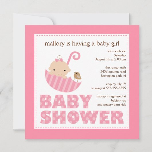 Schattige Baby Uitnodiging Baby shower (Voorkant)